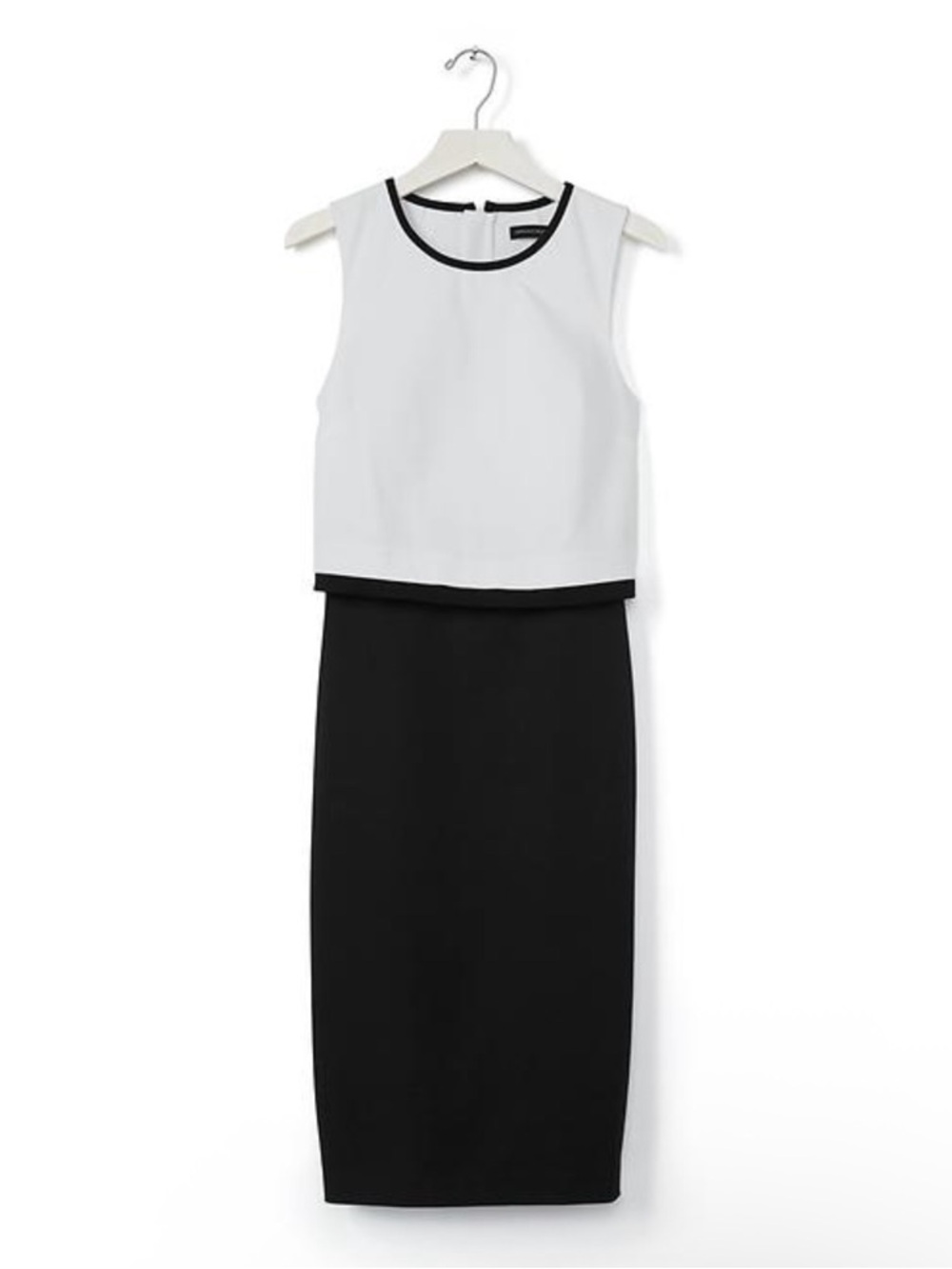 Banana Republic Black and White Sleeveless Midi Dress